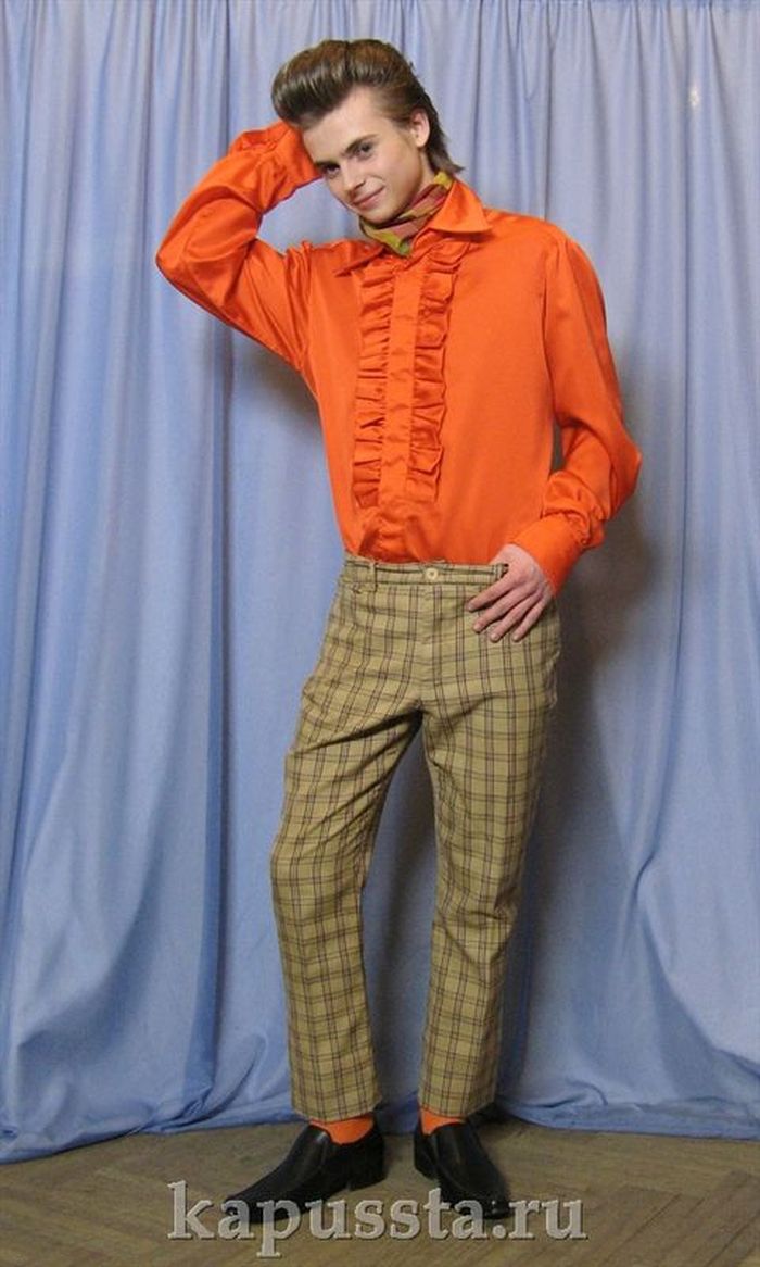 Оранжевая стиляжная рубашка